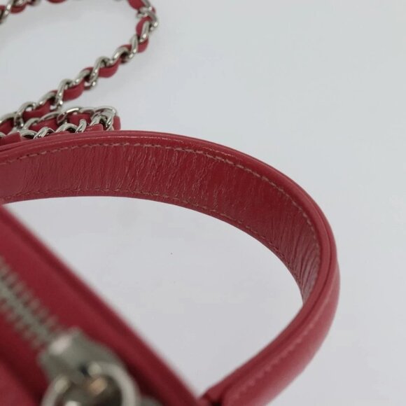 CHANEL Wicker Vanity Chain Shoulder Bag Rattan 2way Pink Silver CC Auth - Picture 10 of 16